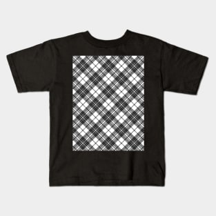 Tartan pattern holidays Christmas xmas black white elegant lines geometric cool fun classic elegance Kids T-Shirt